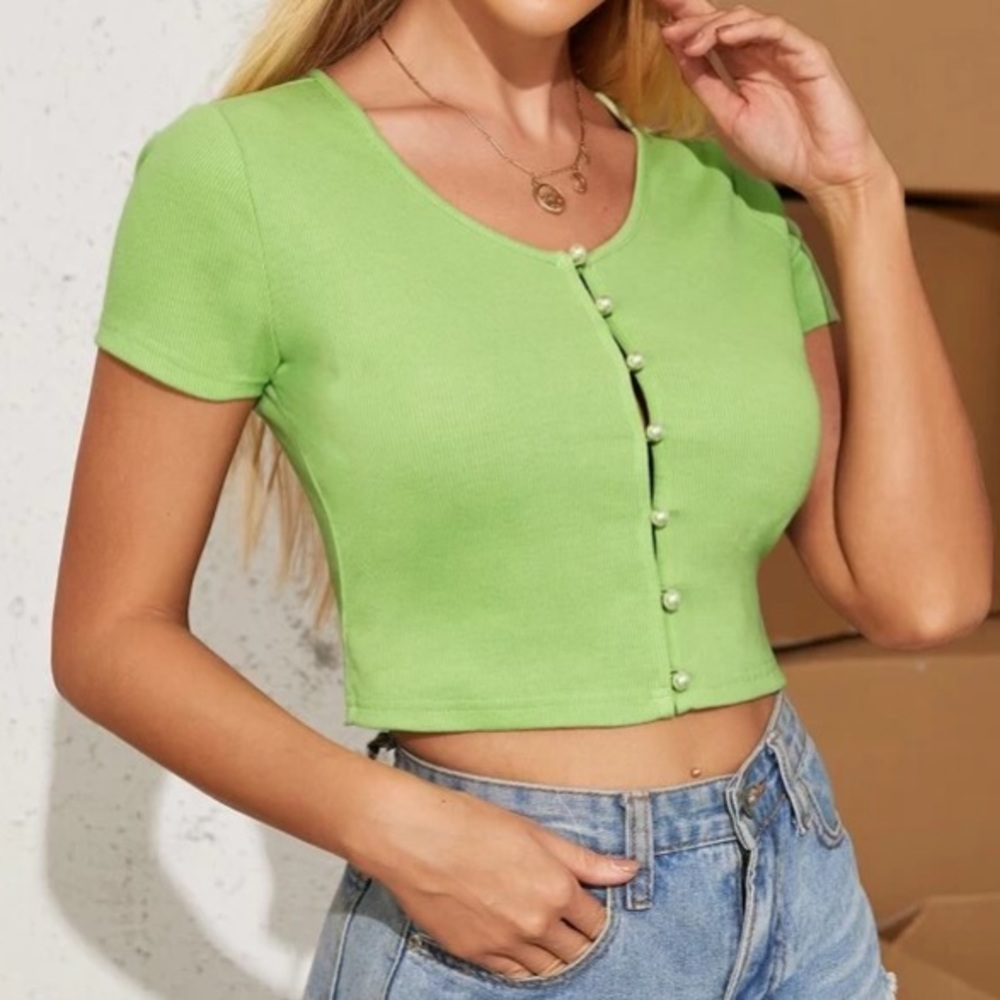 pearl button crop top